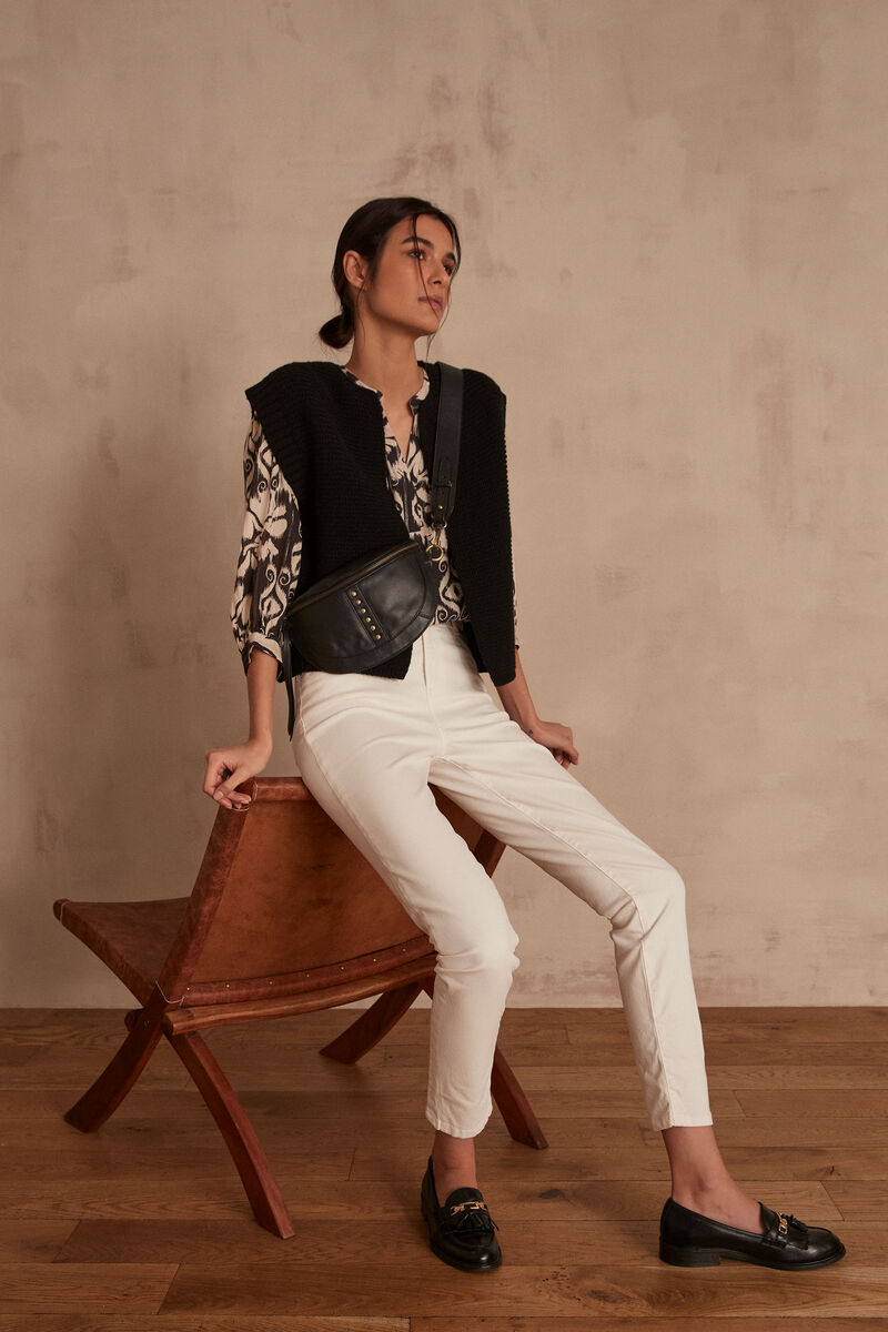 The iconic SULTAN ecru slim-fit cotton satin jeans | 1-2-3 The iconic SULTAN ecru slim-fit cotton satin jeans PhotoZ | 1-2-3
