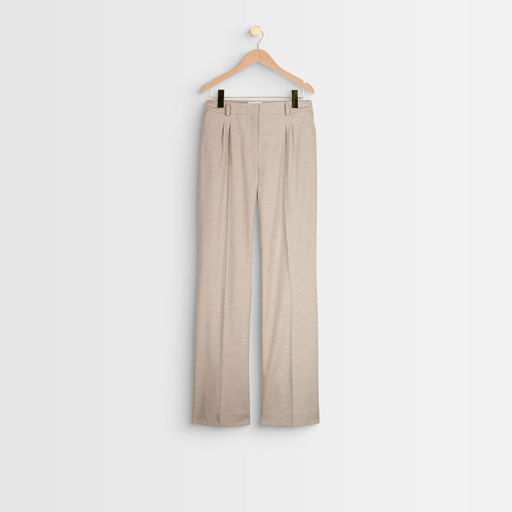 Marcel beige pleated wide-legged trousers beige.