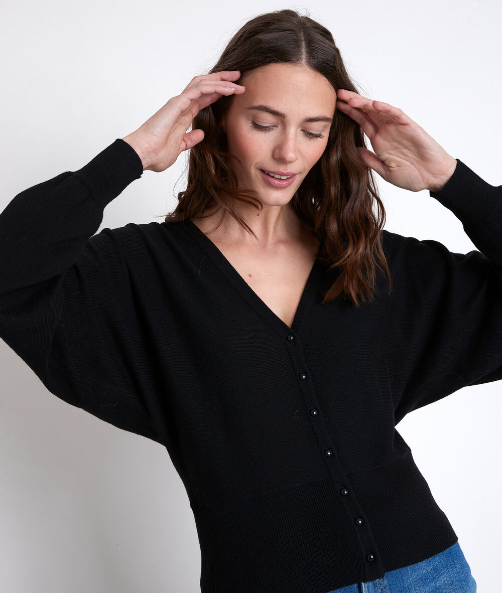 Aldo black wool-blend cardigan noir.