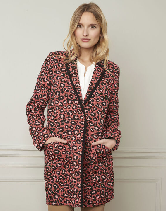 Donna animal print coral coat | 1-2-3 Donna animal print coral coat PhotoZ | 1-2-3
