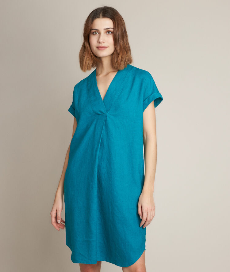 Robe en lin verte christina turquoise.