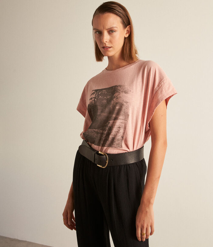 Friend screen-print pink cotton T-shirt PhotoZ | 1-2-3