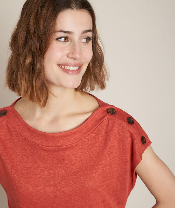 Royal brick-coloured linen t-shirt | 1-2-3 Royal brick-coloured linen t-shirt PhotoZ | 1-2-3