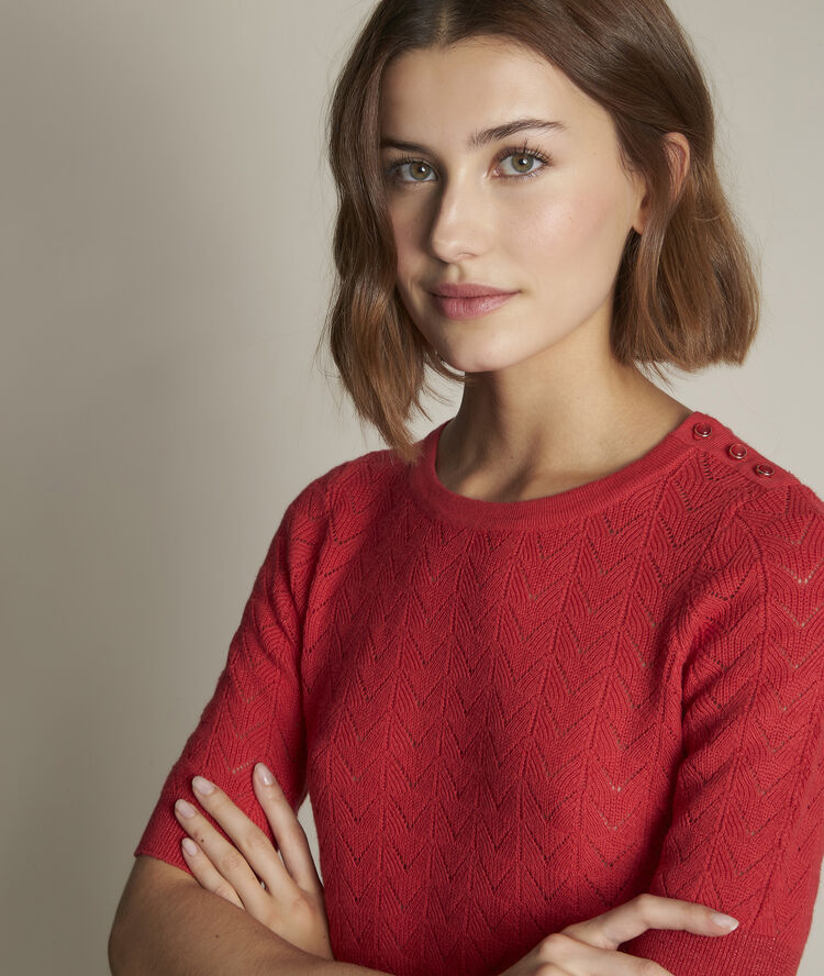 Dali openwork pullover strawberry.