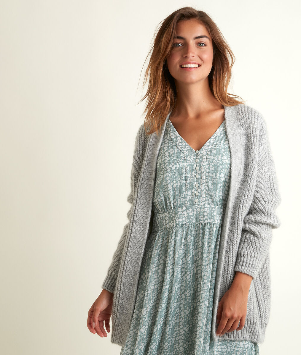 Rejane grey mohair blend cardigan | 1-2-3 Rejane grey mohair blend cardigan PhotoZ | 1-2-3