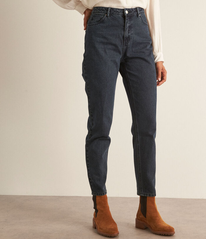 Petra petrol-blue cotton mum jeans