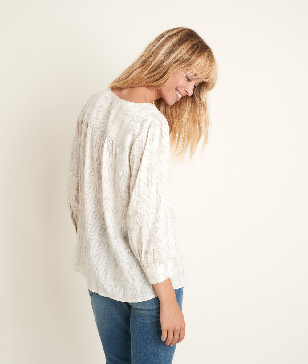 Juan printed check blouse creme.