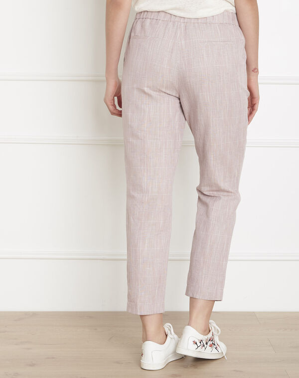 Ginger pink prince of wales print trousers light pink.