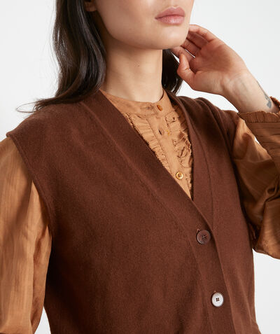 Perla chocolate sleeveless wool cardigan PhotoZ | 1-2-3