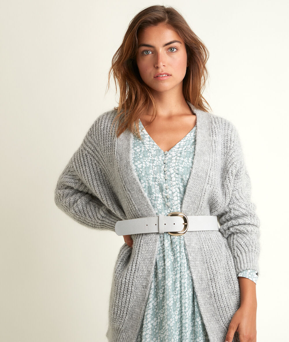 Rejane grey mohair blend cardigan gris pale.