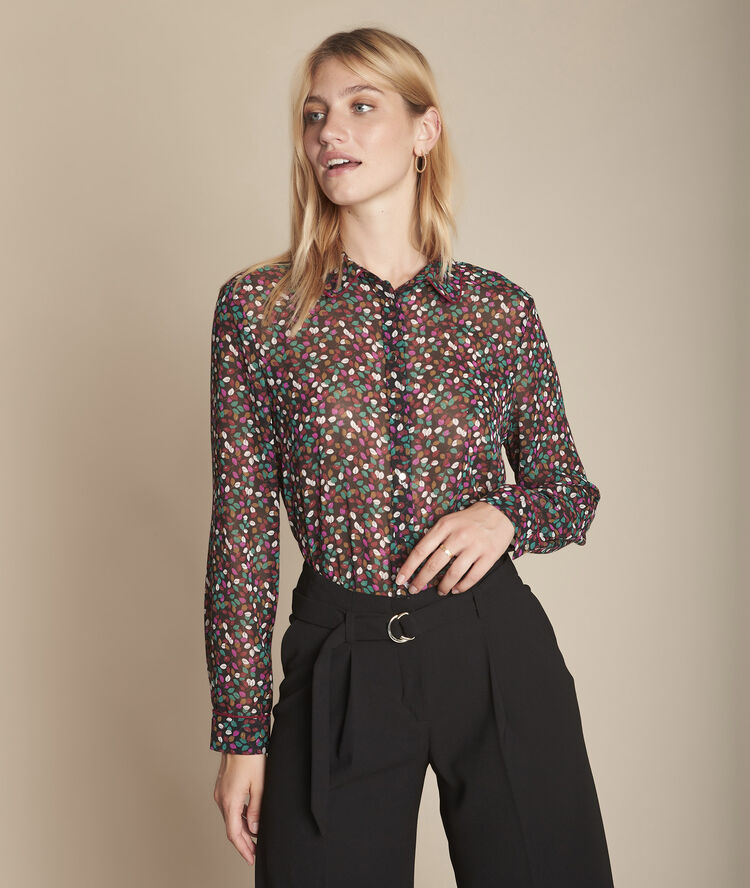 Madalina black foliage print blouse black.