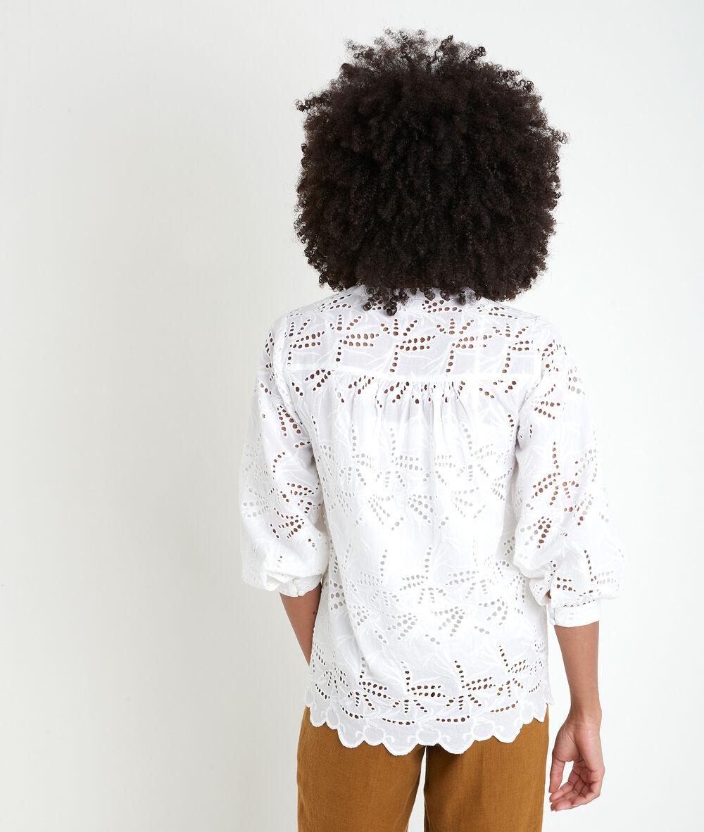 Tebene ecru embroidered organic cotton blouse ecru.