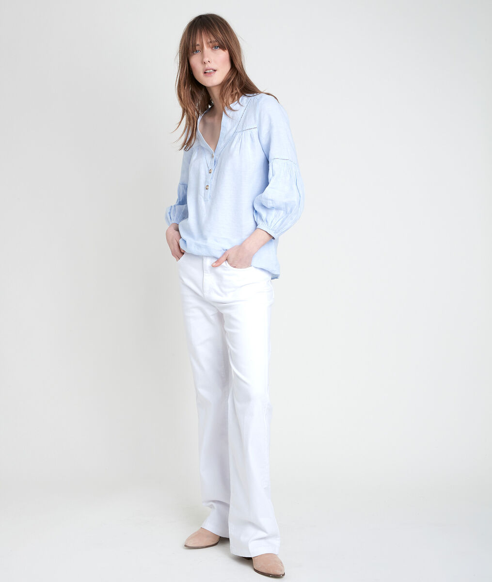 TEVI sky blue linen blouse | 1-2-3 TEVI sky blue linen blouse PhotoZ | 1-2-3