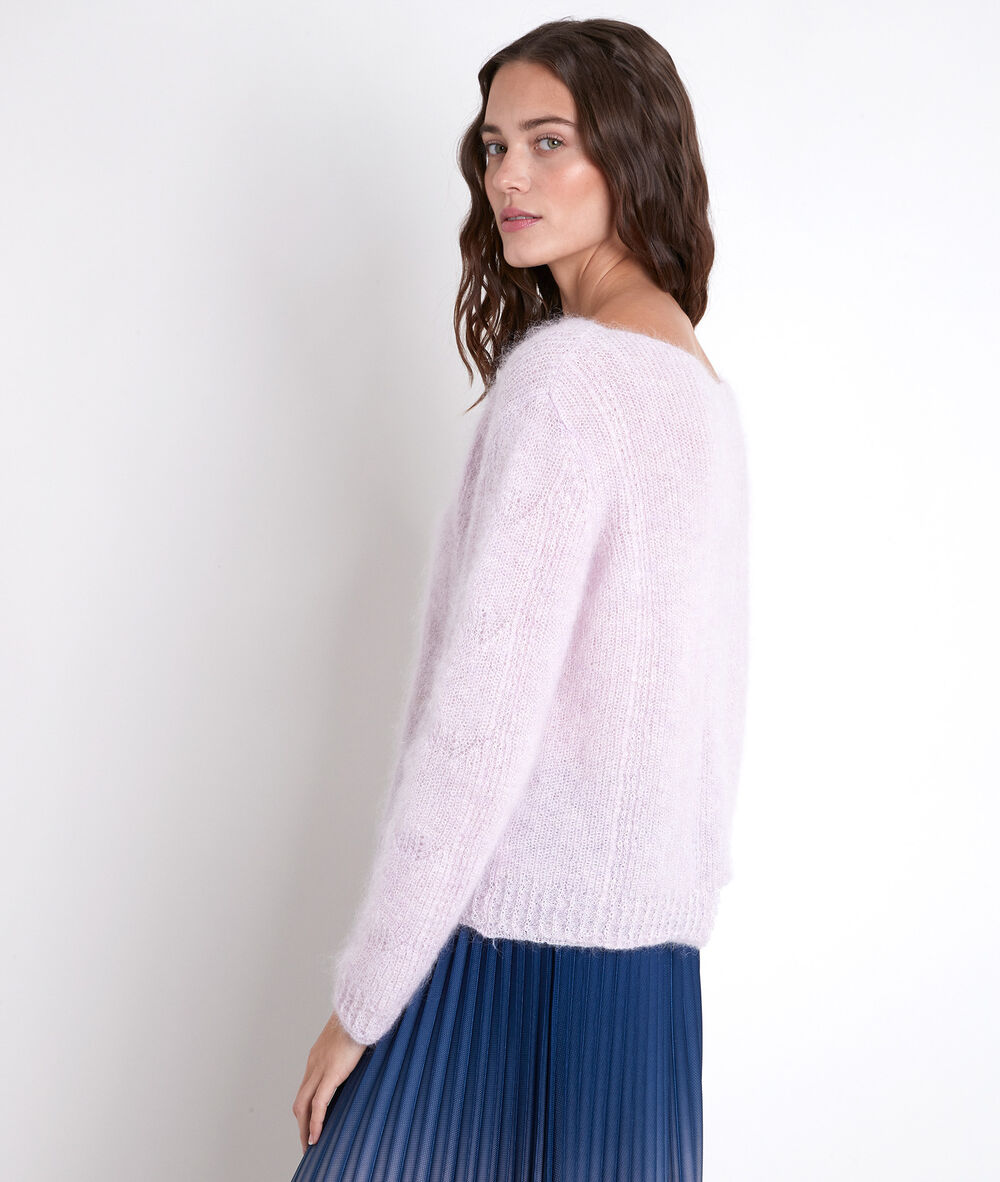 Rameau violet mohair blend pullover mauve pâle.