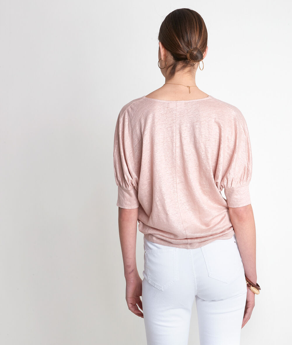 Illusion peach linen t-shirt peche.