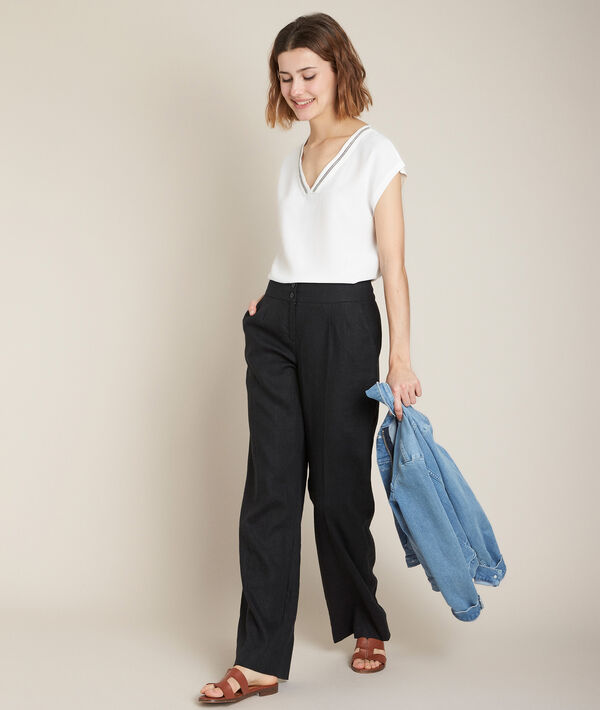 Galaxy black wide-leg linen trousers | 1-2-3 Galaxy black wide-leg linen trousers PhotoZ | 1-2-3