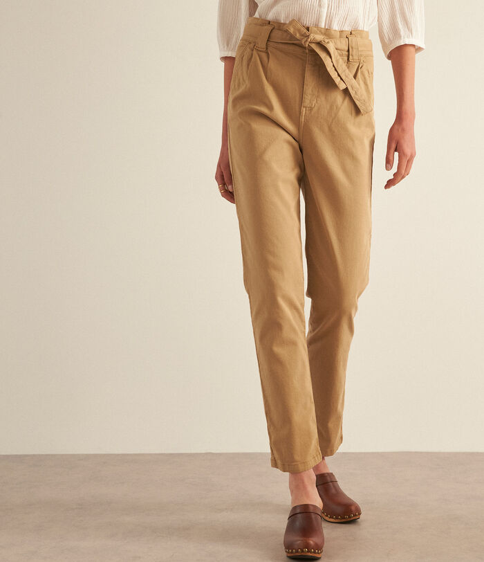 PAM beige cotton paperbag trousers