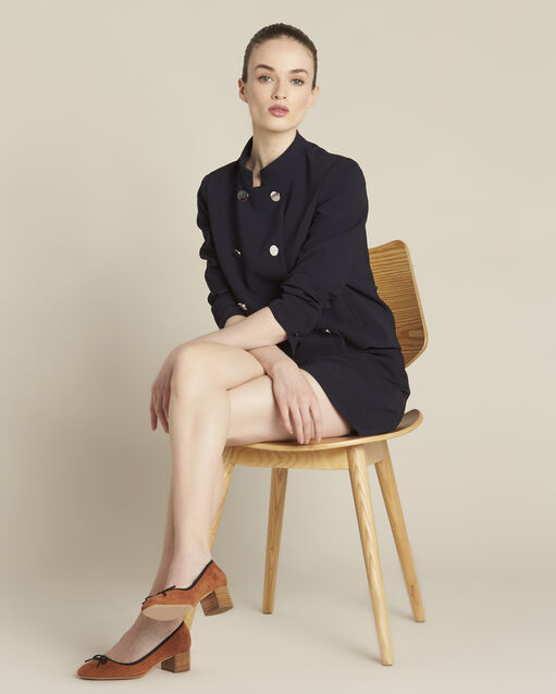 Kalista camel velvet-effect shoes with square heels camel.