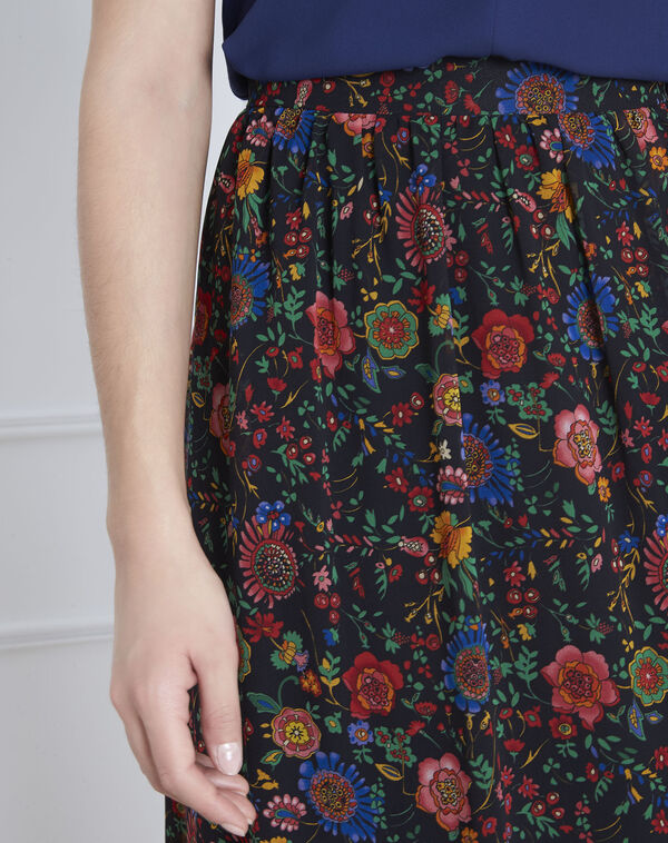 Samba long black floral print skirt black.