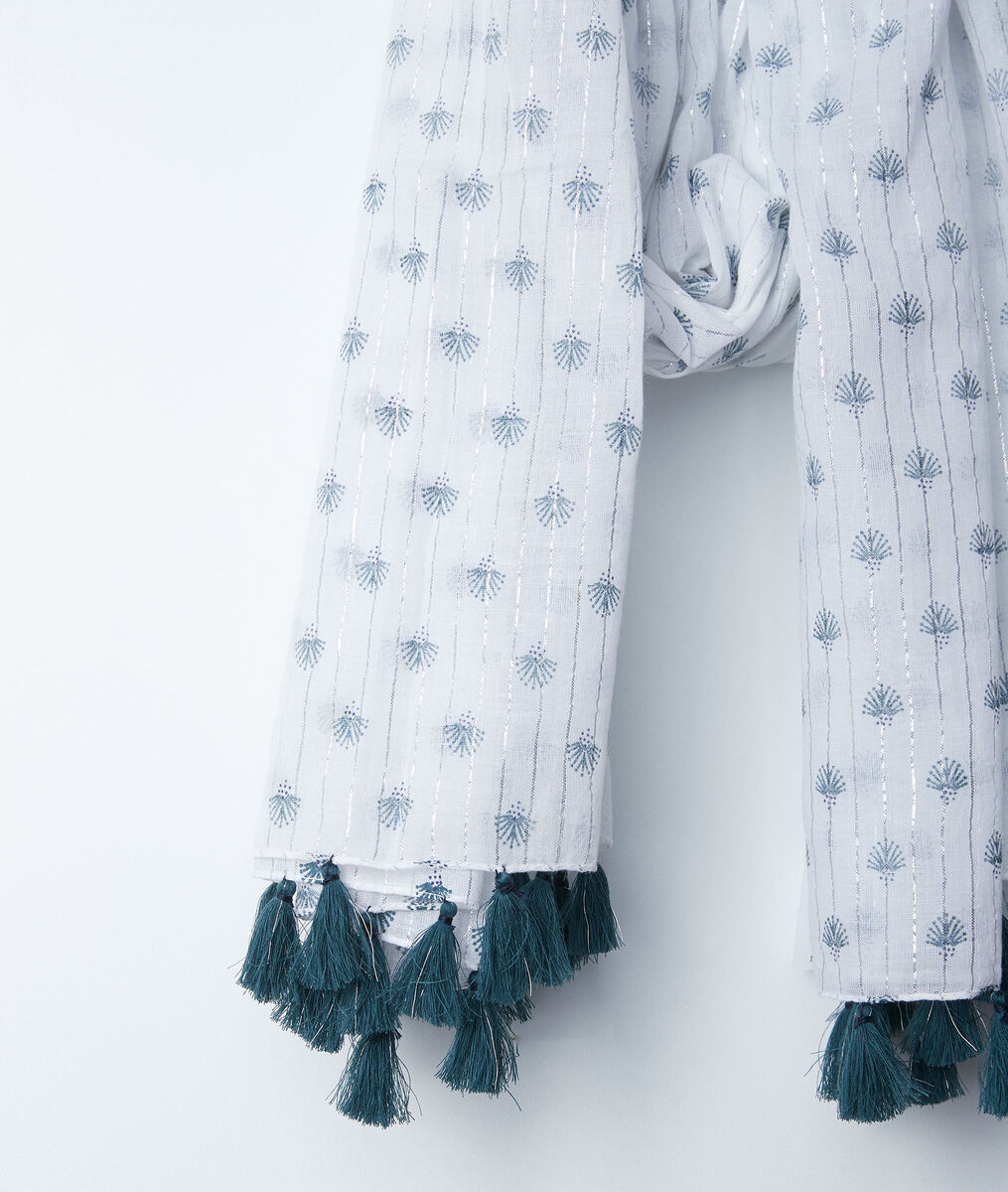 Basil printed fringed scarf | 1-2-3 Basil printed fringed scarf PhotoZ | 1-2-3