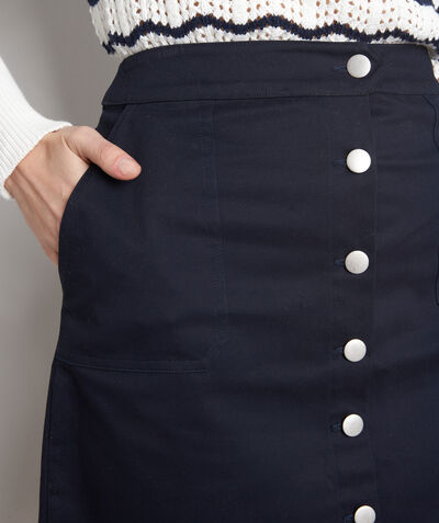 Dambre navy blue organic cotton skirt with poppers PhotoZ | 1-2-3