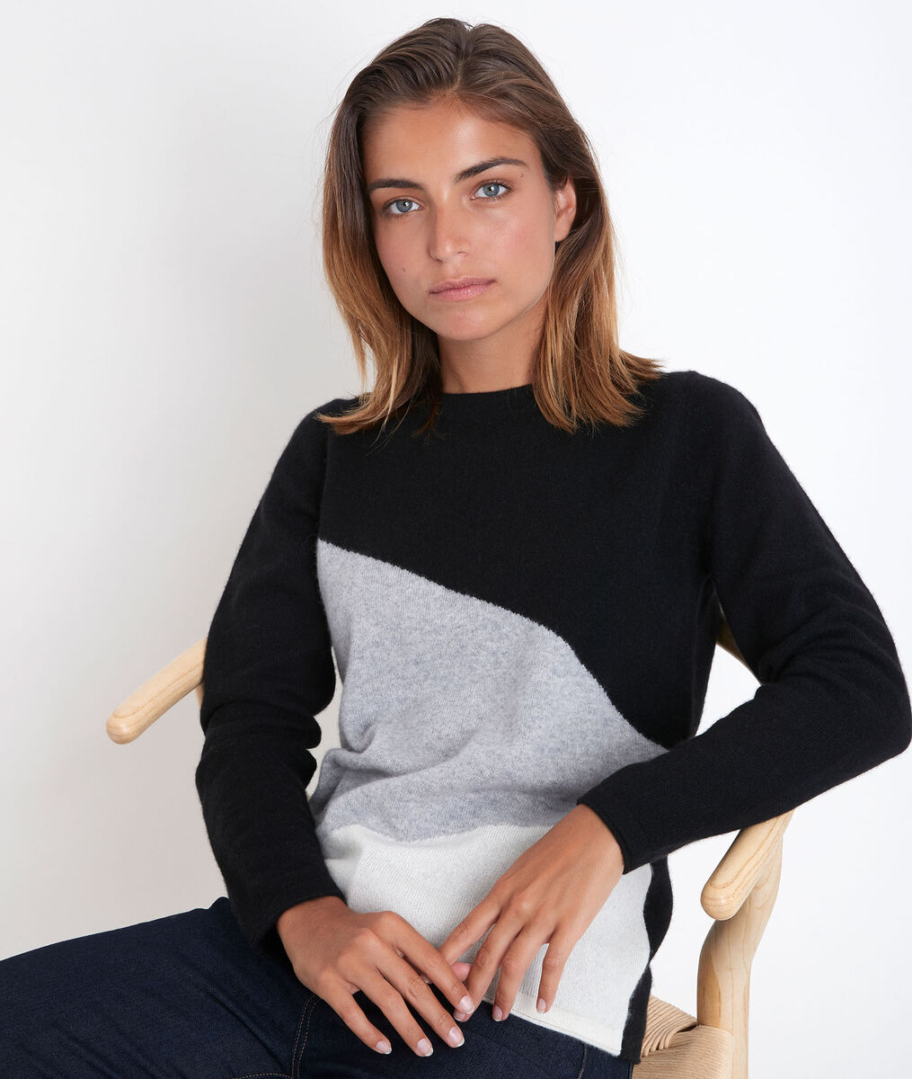 Raven colourblock cashmere pullover | 1-2-3 Raven colourblock cashmere pullover PhotoZ | 1-2-3