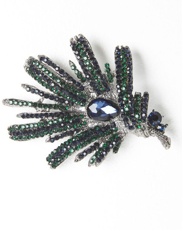 Xylo spike brooch with dark green stones emerald.
