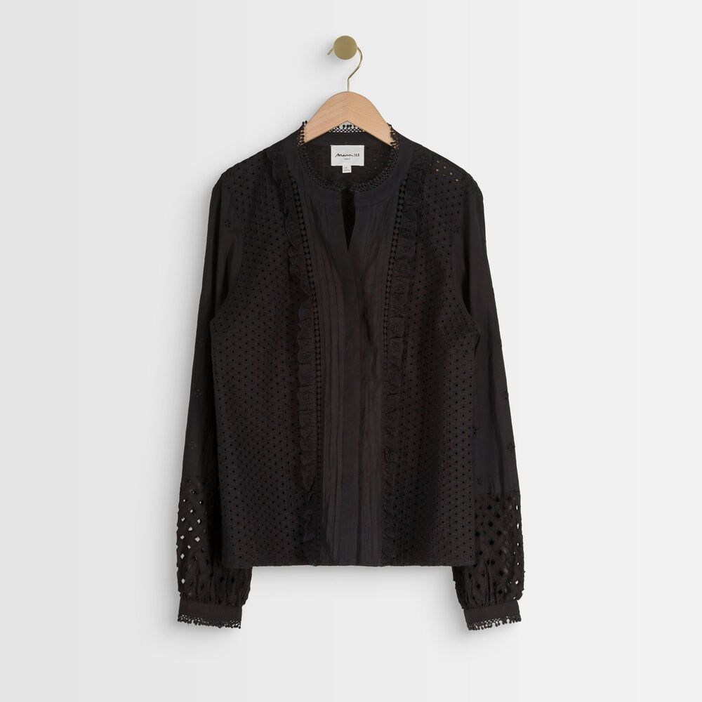 Tessali embroidered black blouse noir.