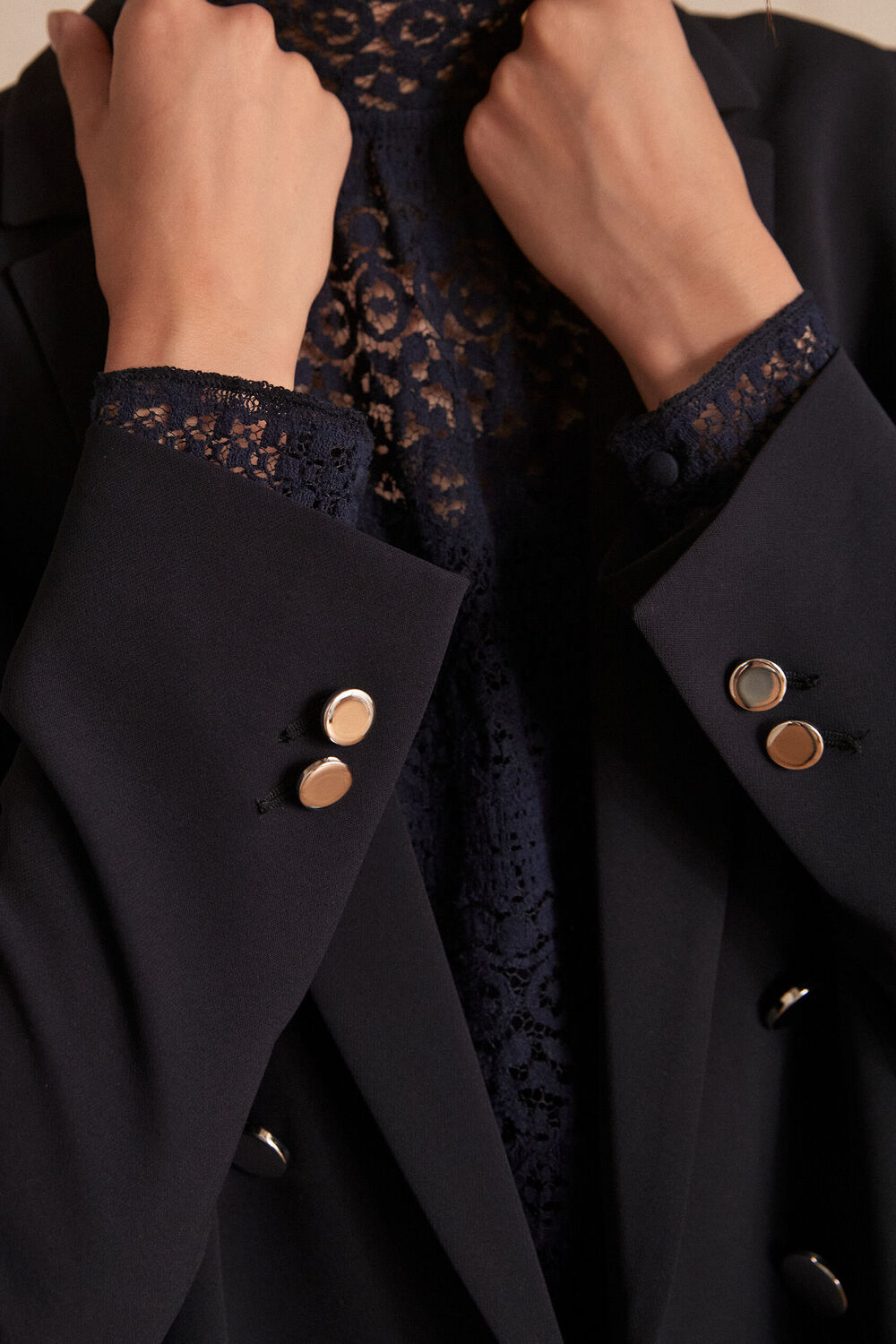 Florine navy microfibre jacket navy blue.
