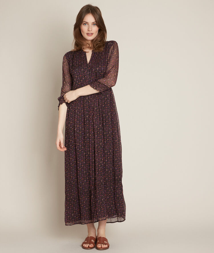 Libra floral print maxi dress black.