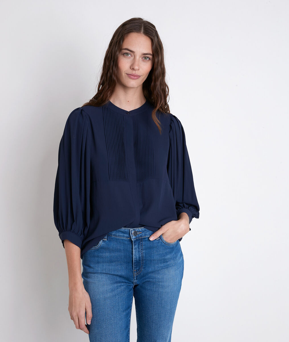 TARIKA navy pleated blouse | 1-2-3 TARIKA navy pleated blouse PhotoZ | 1-2-3