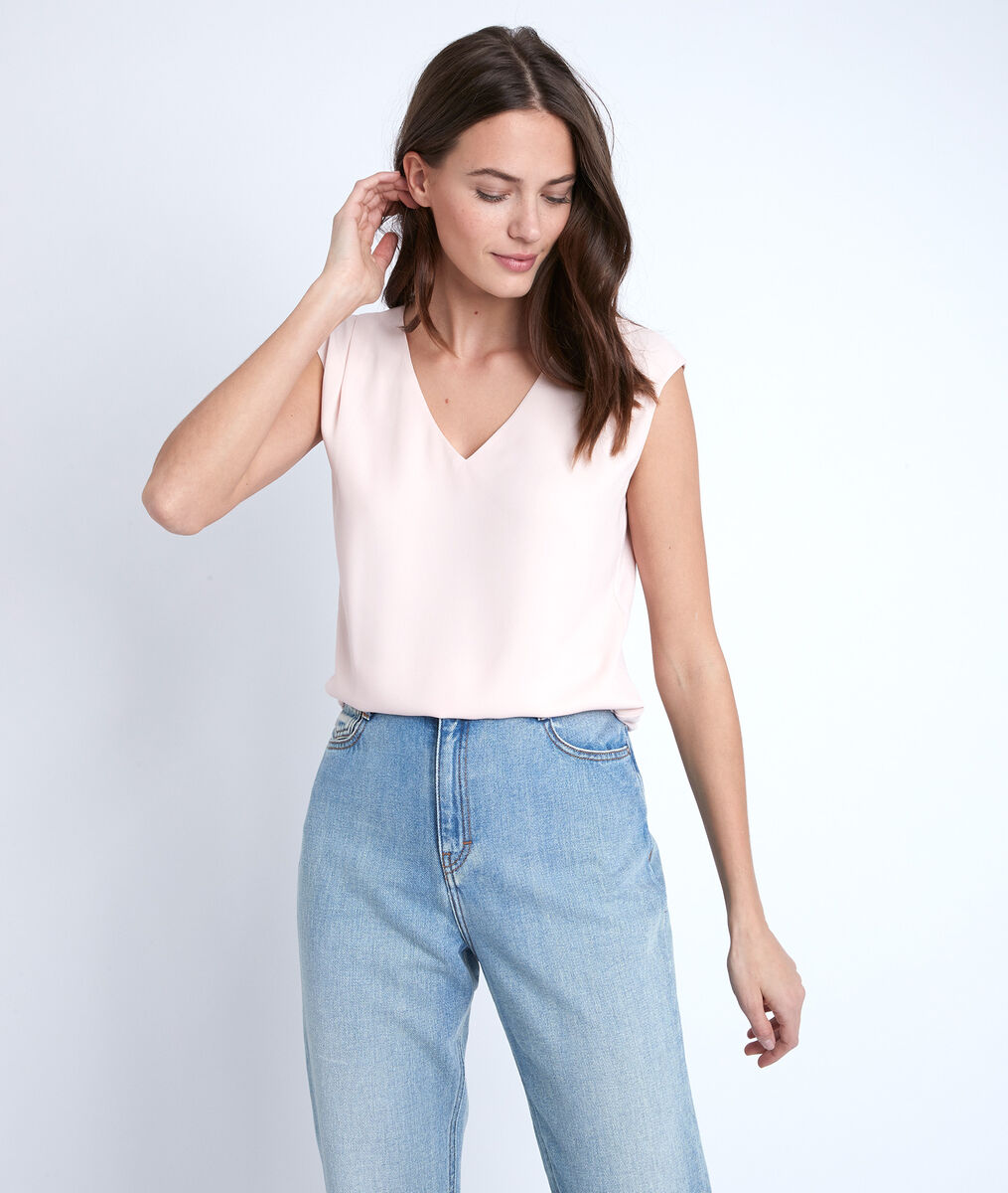 Neptune nude dual-fabric blouse | 1-2-3 Neptune nude dual-fabric blouse PhotoZ | 1-2-3