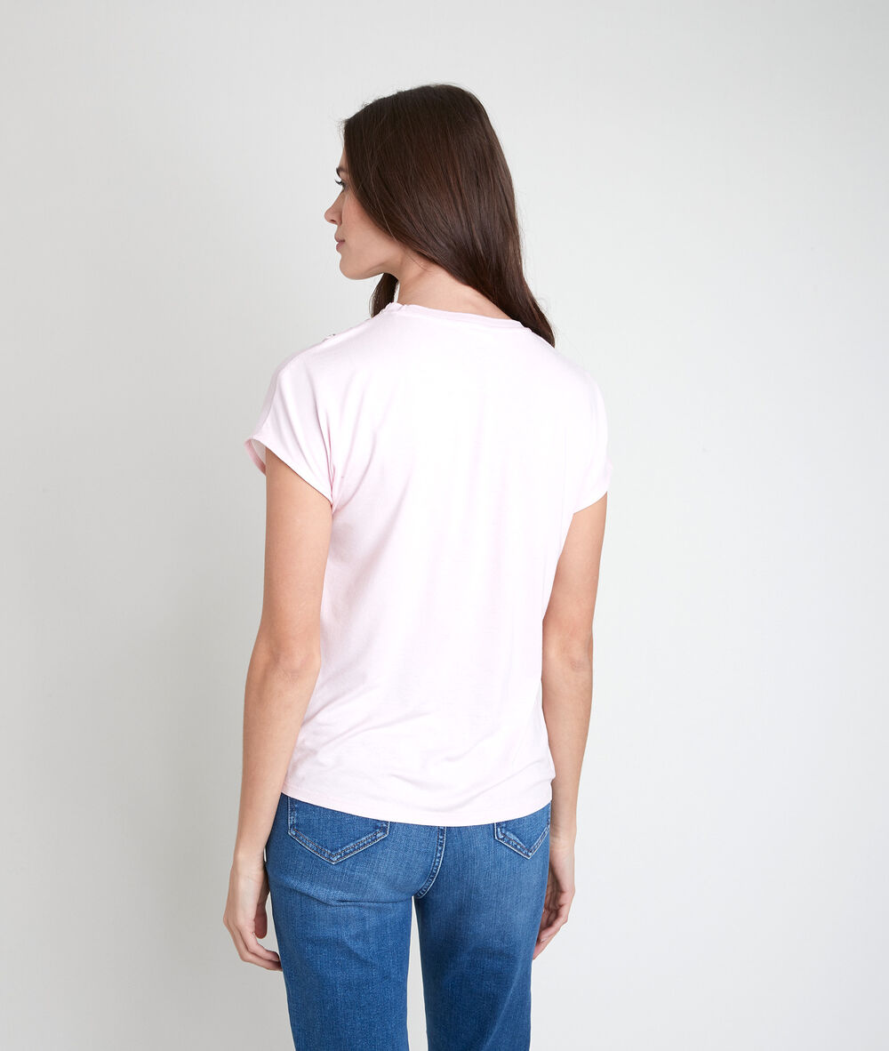 Willa pink two-fabric t-shirt rose.