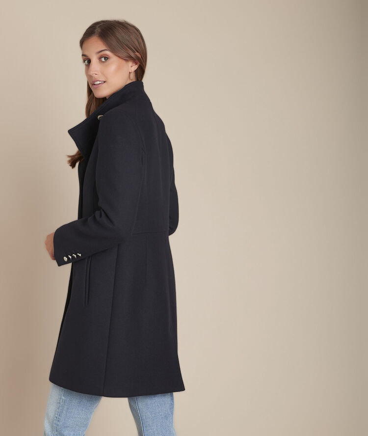 Jasmin navy double-breasted woollen coat navy.