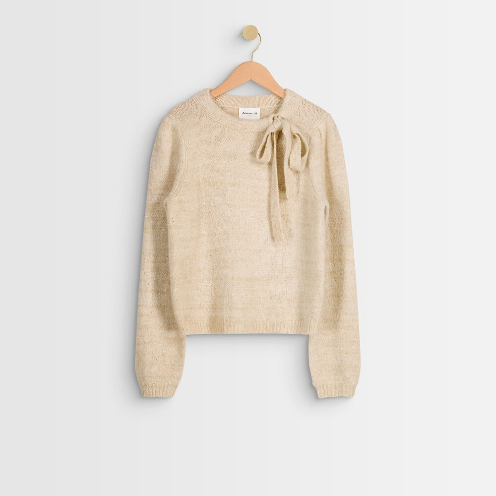 Rodger beige pullover with decorative collar ficelle.