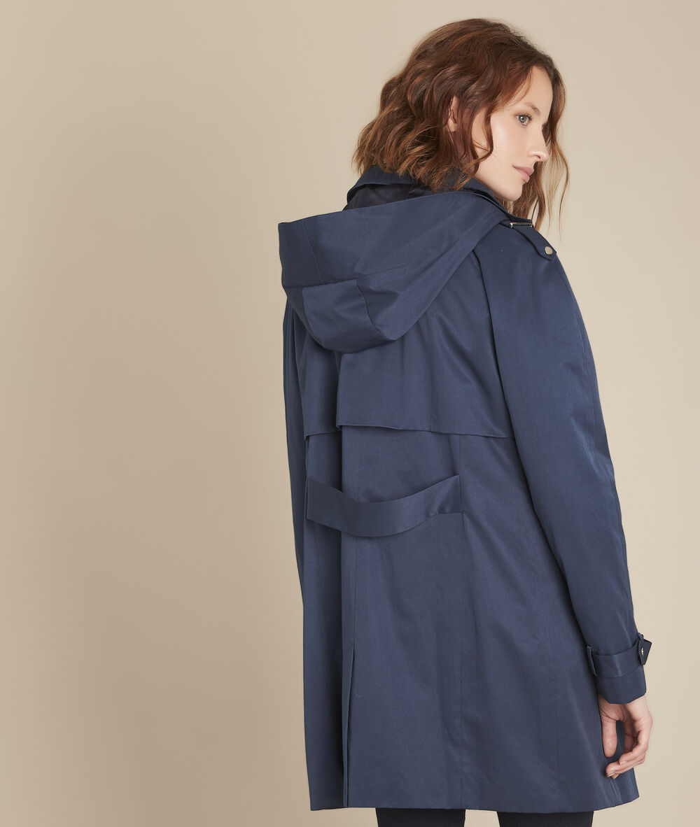 Quesia Navy Hooded Trench Coat Women Maison 123