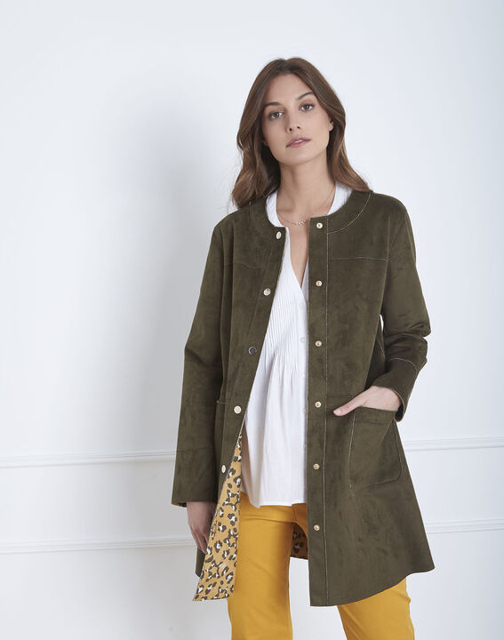 Fabiana khaki leather effect coat | 1-2-3 Fabiana khaki leather effect coat PhotoZ | 1-2-3