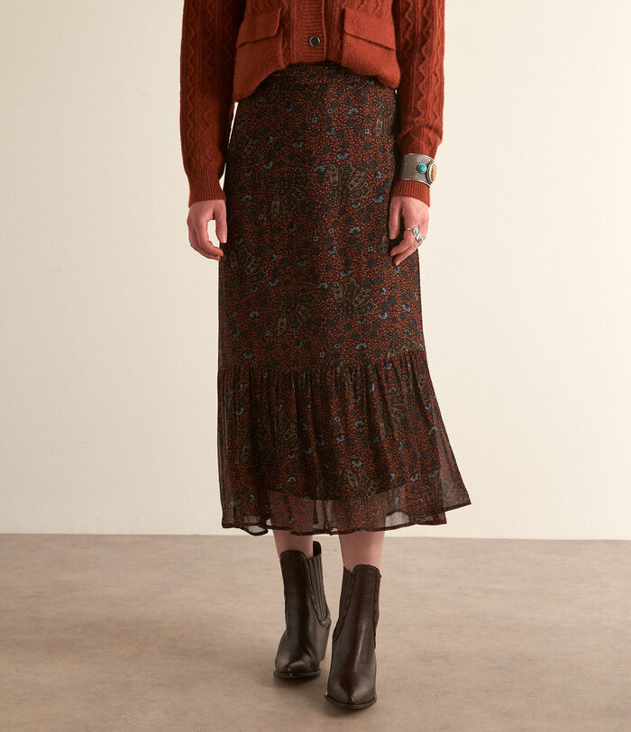 Kassy long brown printed skirt PhotoZ | 1-2-3