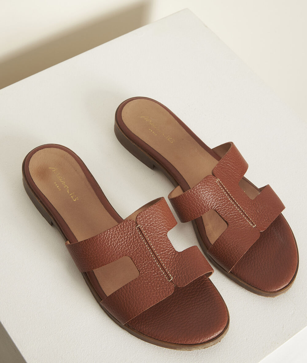 Jessica leather mules guava.