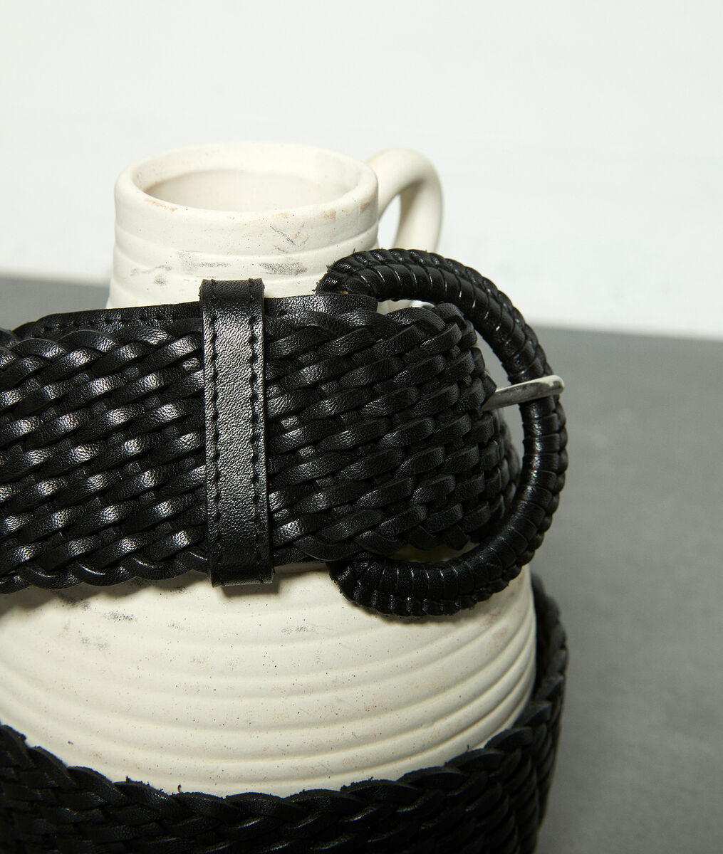 Sandie black leather braid belt | 1-2-3 Sandie black leather braid belt PhotoZ | 1-2-3