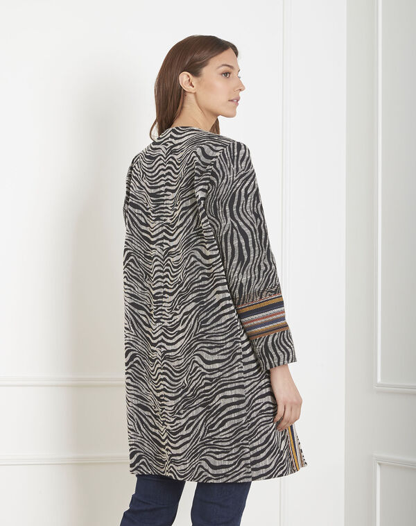 Falco ethnic print jacquard coat black/white.