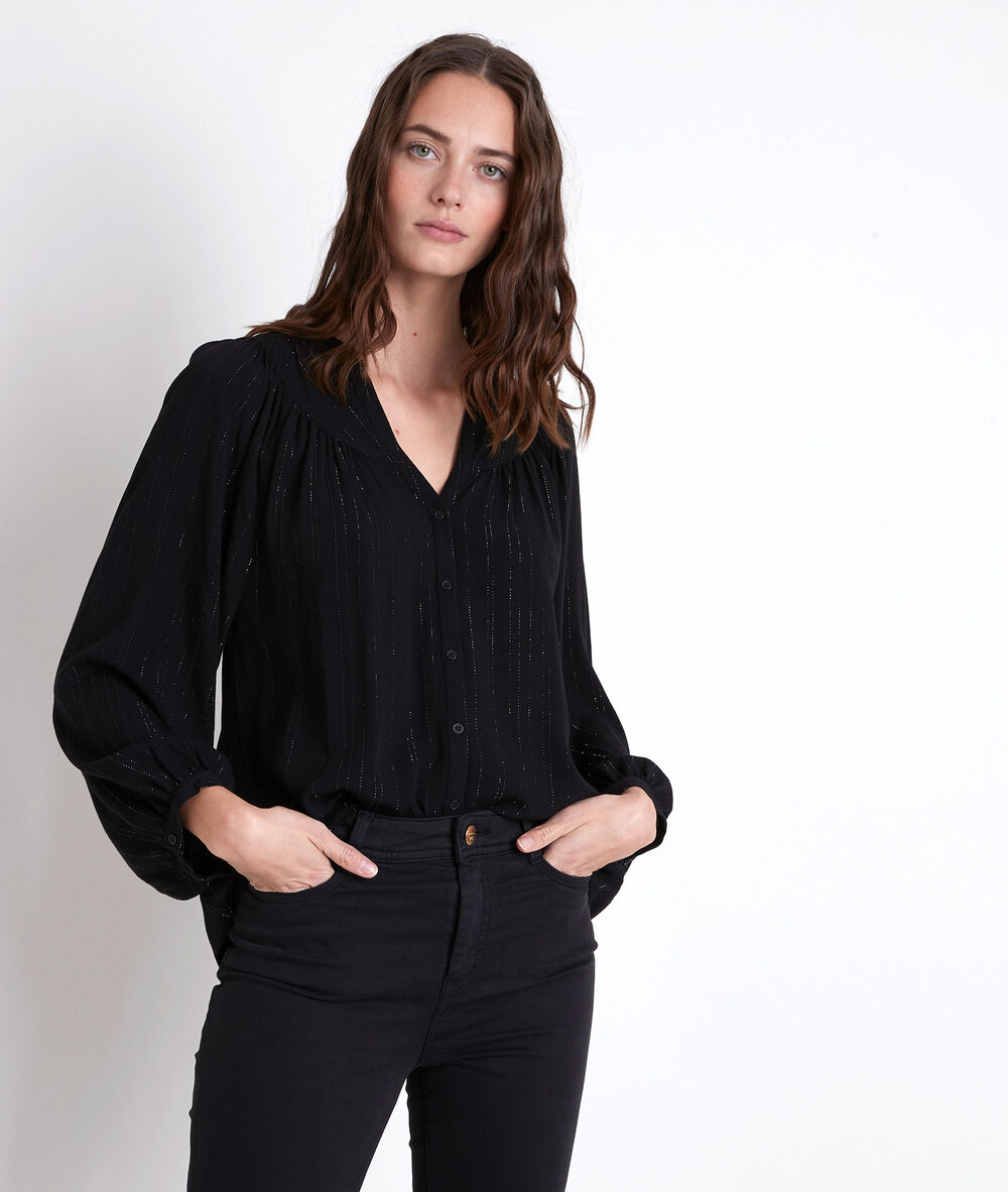 Timeo black lurex blouse noir.
