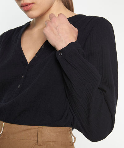 LAETI black cotton gauze blouse PhotoZ | 1-2-3