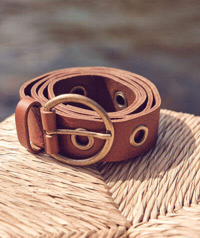 Danae Brown Leather Studded Belt PhotoZ | 1-2-3