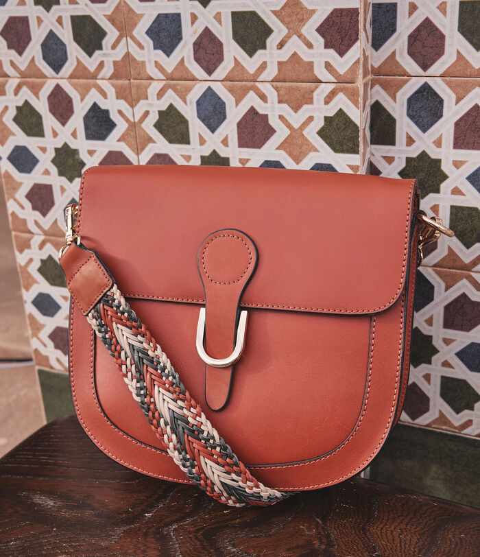 Flore terracotta leather messenger bag PhotoZ | 1-2-3