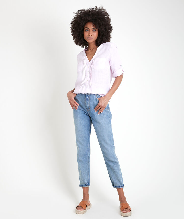 Roma nude linen shirt nude.