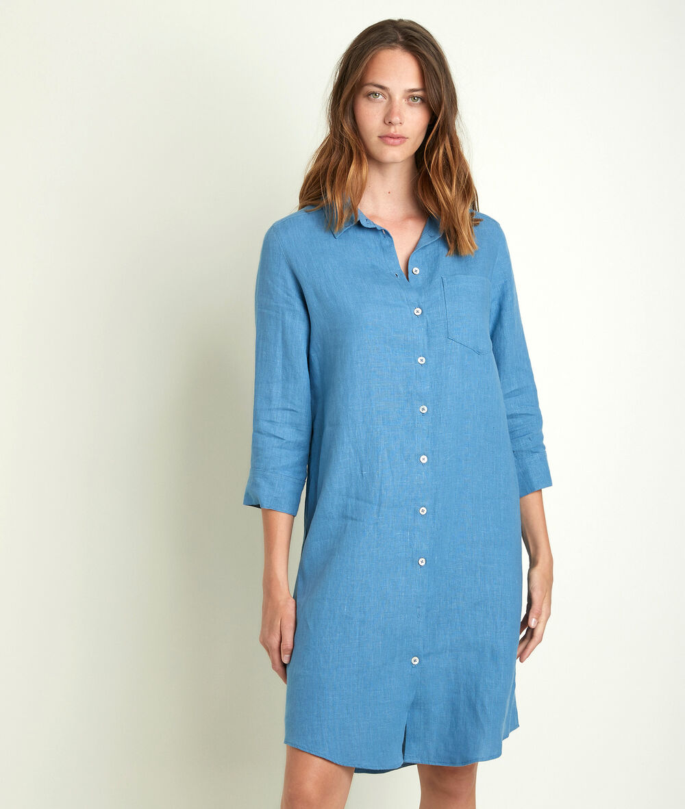 C&eacute;line linen shirt dress lavendar.