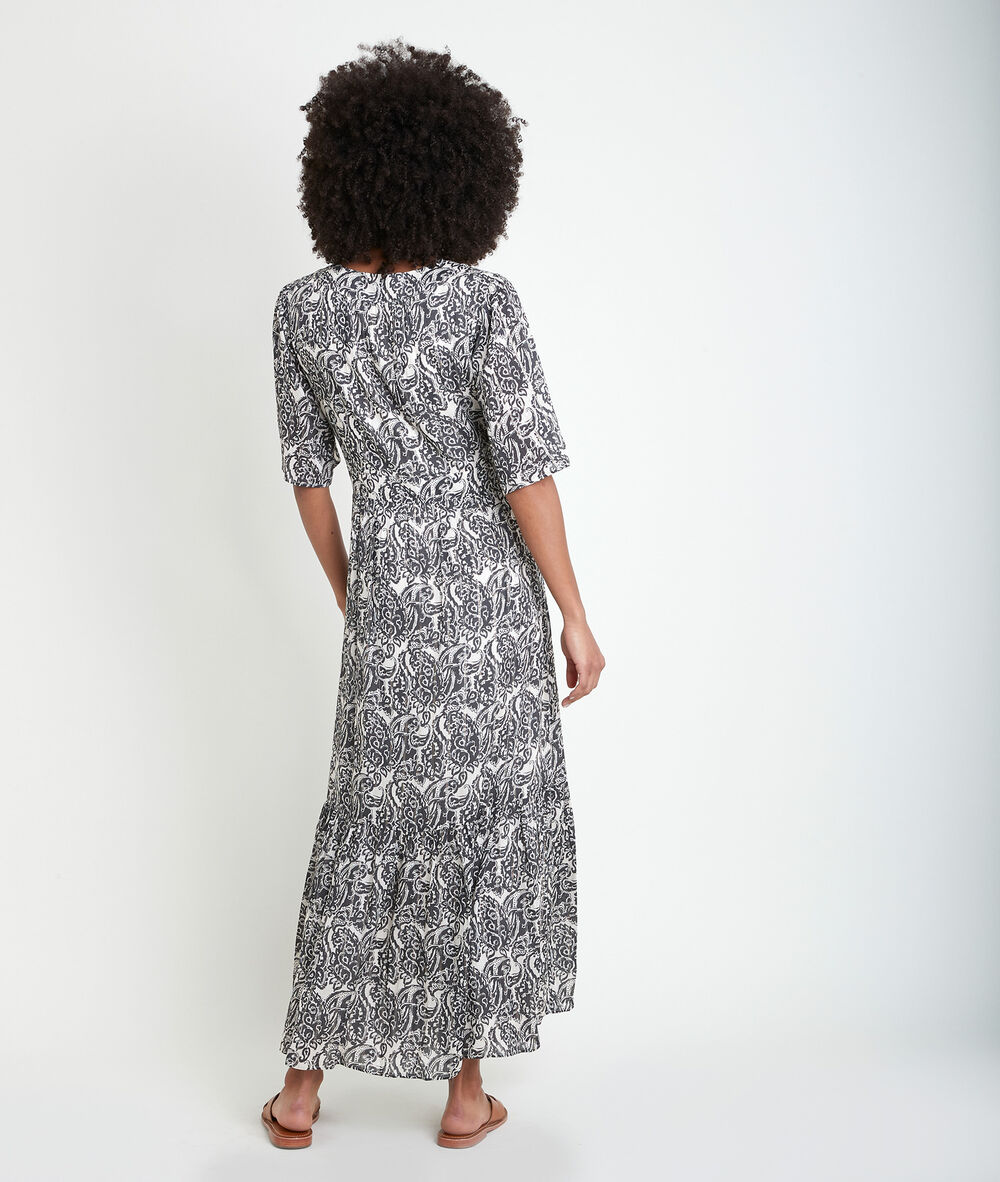 Ludine long printed dress ecru.