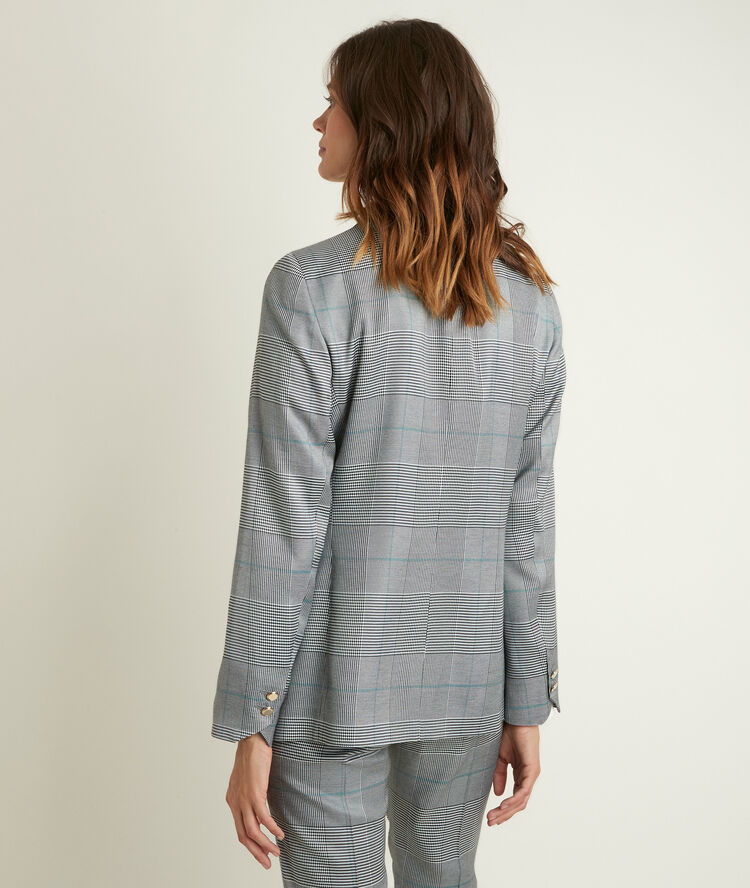 Lena prince of wales check tailored jacket grey.