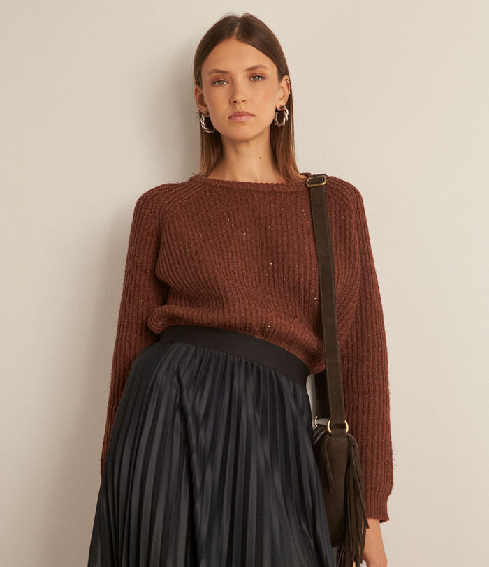 Barbara cropped brown knitted jumper PhotoZ | 1-2-3